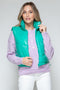 Snobbish Zip Up Turtleneck Shiny Quilted Vest