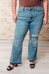 Judy Blue Isla Mid Rise Distressed Released Hem Bootcut Jeans