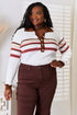 Basic Bae Striped Collared Neck Rib-Knit Top - LISA MARIE BOUTIQUE