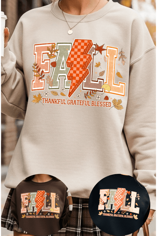(10 - 3 - 25) Electric Fall Sweatshirt - LISA MARIE BOUTIQUE - Graphic Tee - S - Black Gildan Sweatshirt -