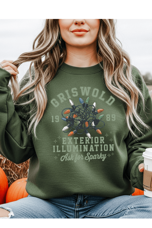 (10 - 31 - 25) Griswold Family Sweatshirt - LISA MARIE BOUTIQUE - S - Military Green Gildan Sweatshirt -