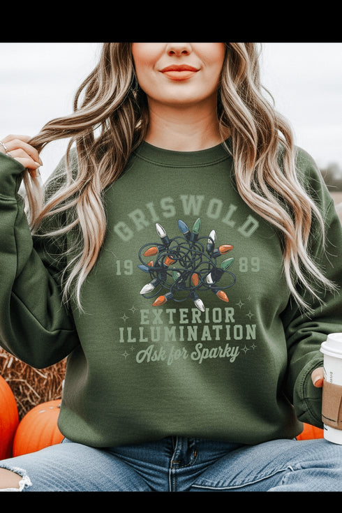 (10 - 31 - 25) Griswold Family Sweatshirt - LISA MARIE BOUTIQUE - S - Military Green Gildan Sweatshirt -