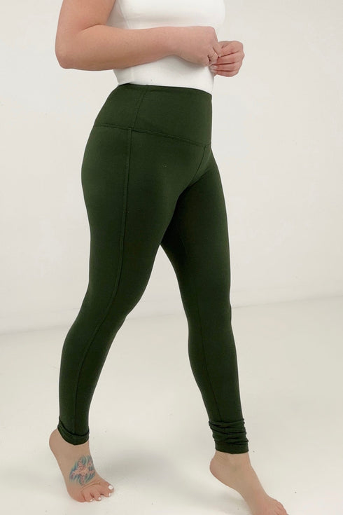 Zenana Brushed Microfiber Full Length Leggings Army Green