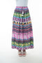 Printed Elastic Waist Band Long Skirt with Tassels in Pink