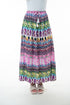 Printed Elastic Waist Band Long Skirt with Tassels in Pink