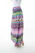 Printed Elastic Waist Band Long Skirt with Tassels in Pink