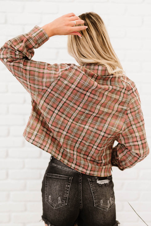 Plaid Button Front Side Slit Shirt