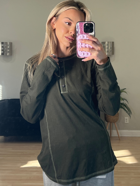 Olive Whisper Henley