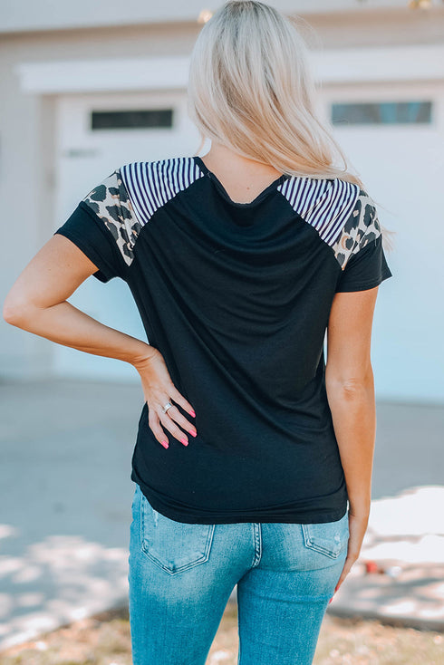 Wildly Free Striped Leopard Printed Tee