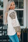 Contrast Leopard Panel Balloon Sleeve Tee
