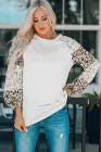 Contrast Leopard Panel Balloon Sleeve Tee