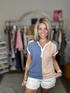 Midnight & Sand Button Top