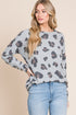 BOMBOM Leopard Drop Shoulder Blouse