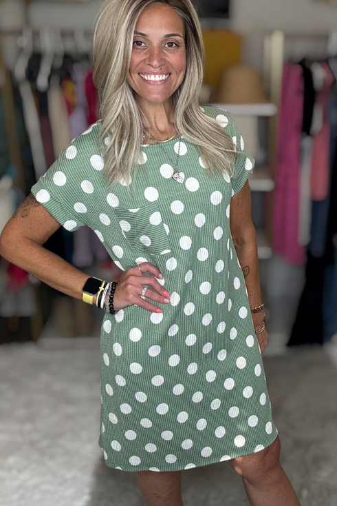 Sweet Sage Polka Dot Dress