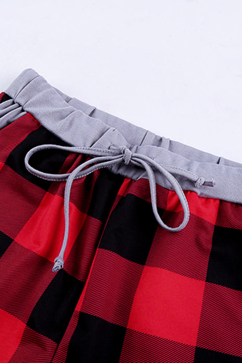 Red Plaid Drawstring Christmas Lounge Pants