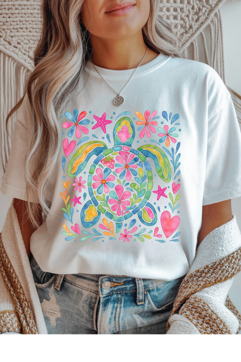 Watercolor Sea Turtle Graphic Tee
