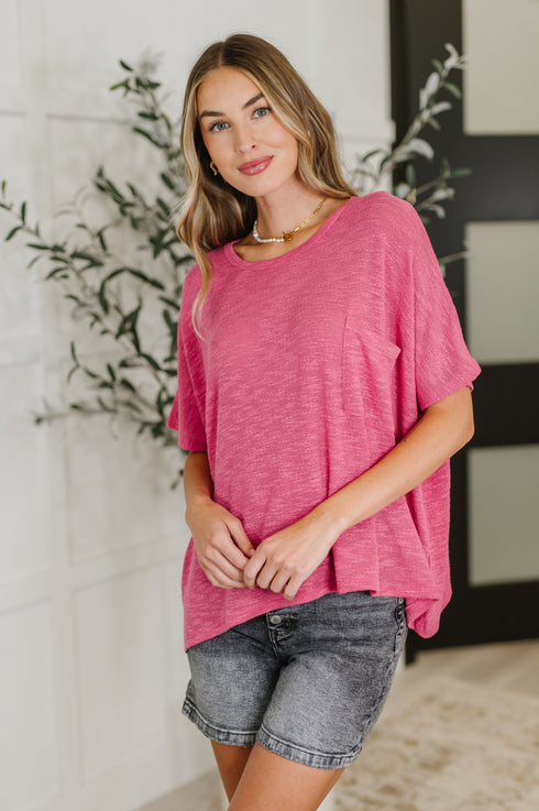 Basically Flowing Dolman Sleeve Top in Hot Pink