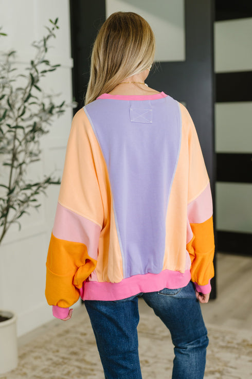 Blockbuster Color Block Pullover in Muted