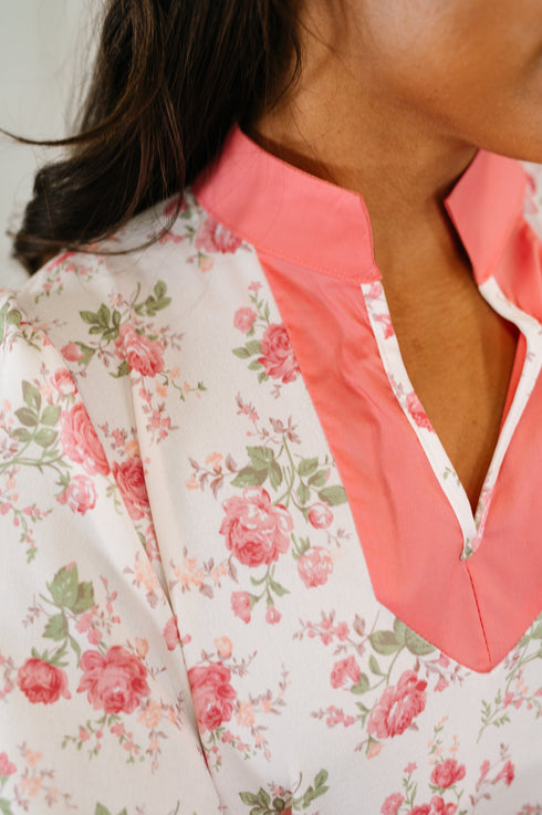 Blooming Season Split Neck Floral Blouse