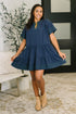 Boot Scootin' Boogie Tiered Dress in Navy