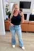 Judy Blue Caroline Mid Rise Control Top Distressed Flare Jeans