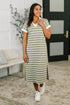 Casual Day Split Neck Midi Dress