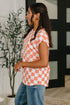 Check Hers Round Neck Top in Orange