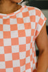 Check Hers Round Neck Top in Orange