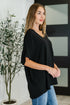 Coastal Ease V-Neck Top in Black