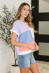 Contrast Club Color Block Top in Lilac, Orange and Denim