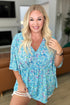 Dreamer Peplum Top in Blue and Teal Paisley