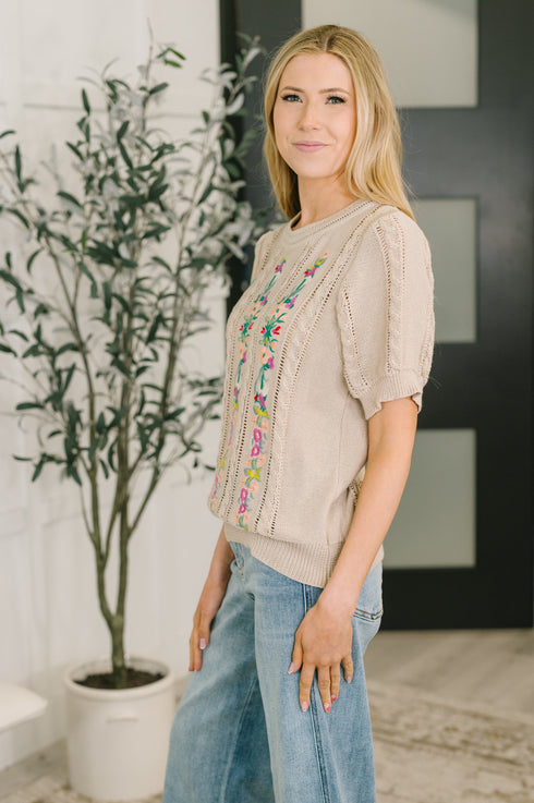 Feel so Fine Embroidered Knit Top