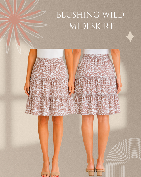 Blushing Wild Midi Skirt