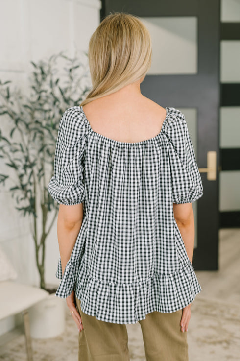 Great Gingham Square Neck Blouse