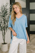 Growing Restless V-Neck Tee in Spring Blue