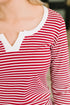 Here, There, Everywhere Split Neck Top in Burgundy