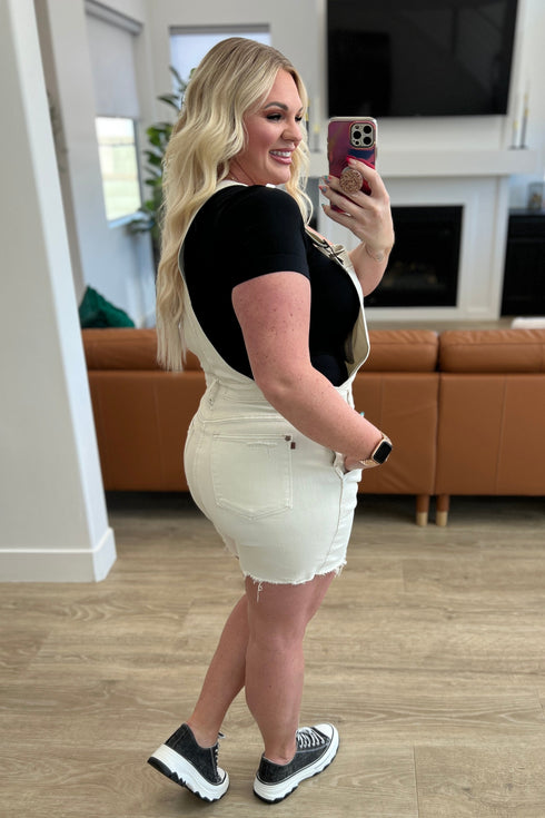 Judy Blue Anna High Rise Garment Dyed Cutoff Shorts in Ecru