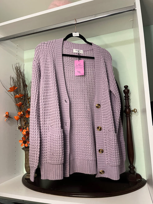 Zenana Full Size Waffle-Knit V-Neck Cardigan