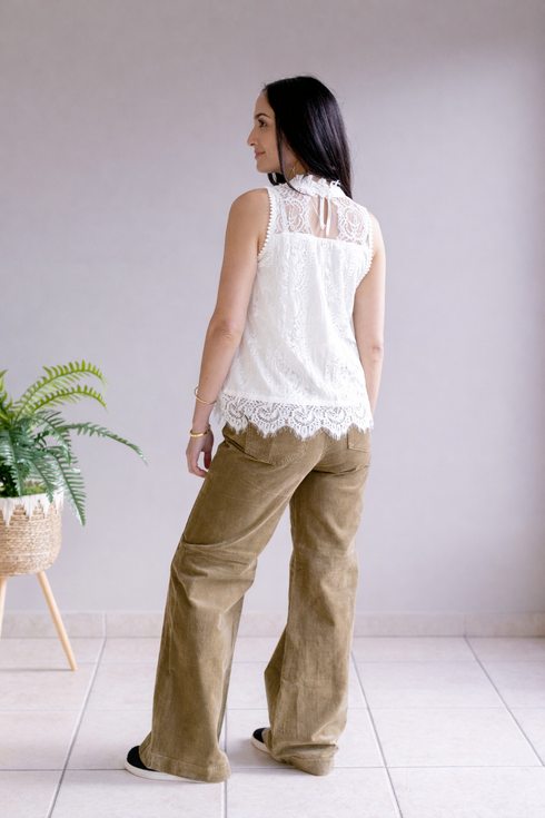 Spring Whispers Lace Top- White