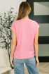 It Starts Here Basic Rolled Sleeve Tee in H Fuchsia