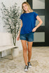 It Starts Here Basic Rolled Sleeve Tee in Lt Navy