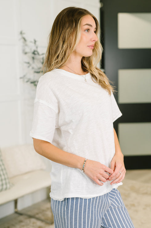 Just Like That Relaxed Heather Tee in Ivory