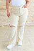 Judy Blue Selena High Rise Distressed 90's Straight Jeans in Bone