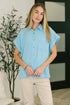 Keep Up Collared Button Down in Sky Blue