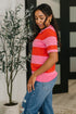 Known for a While Knit Blouse in Pink and Red