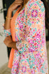 Lizzy Cardigan in Pink and Orange Floral Abstract