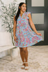 Lizzy Forever Flutter Sleeve Dress in Blue and Pink Paisley Floral