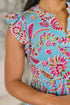 Lizzy Forever Flutter Sleeve Dress in Blue and Pink Paisley Floral