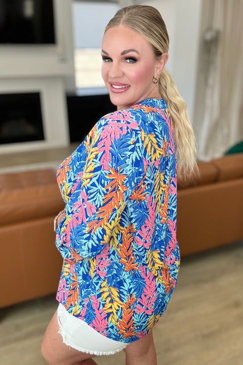 Lizzy Top in Blue and Pink Branches