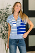 Lonely Traveler Striped Quarter Zip Vest in Blue